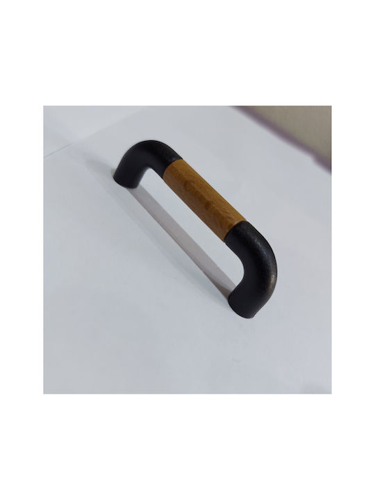 Italian Furniture Handle Eureka 11687-064-lef1 Black Matte Wood Size 6.4cm