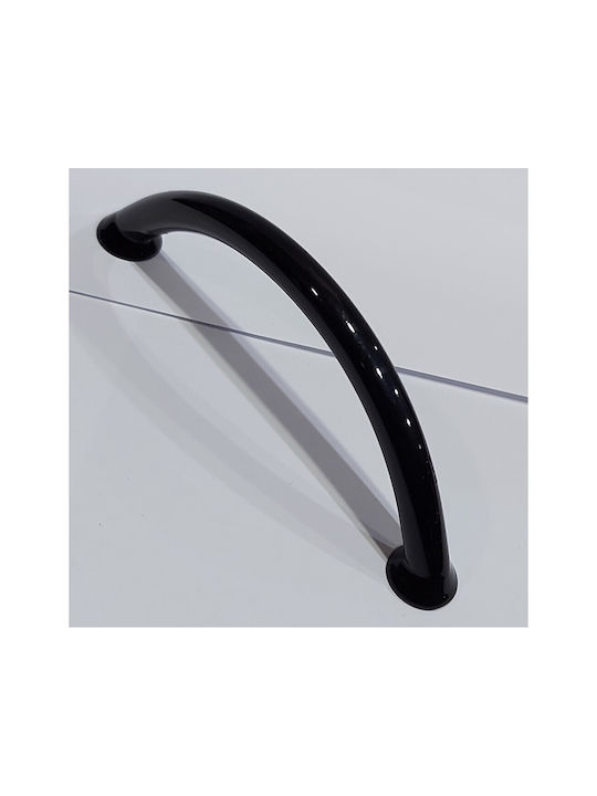 Italian Furniture Handle Eureka 11693-096-ino Black Glossy Size 9.6cm
