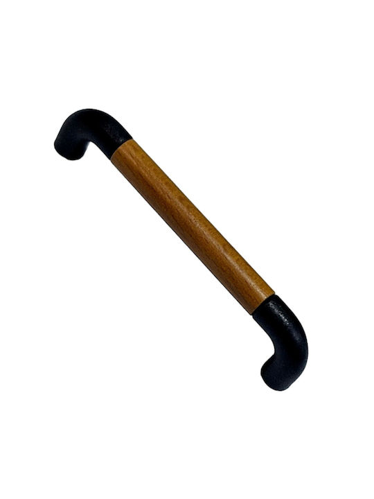 Italian Furniture Handle Eureka 11684-096-lef1 Black Matte Wood Size 9.6cm