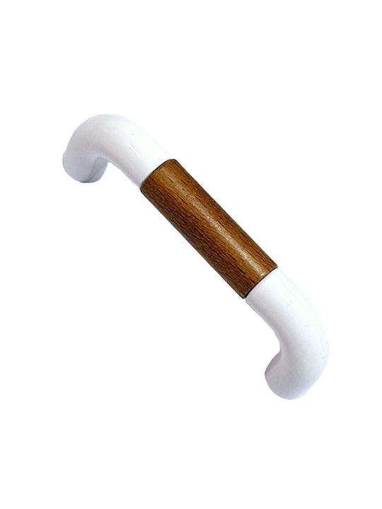 Italian Furniture Handle Eureka 11686-064-lef1 White Wooden Size 6.4cm