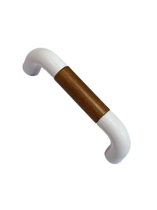 Italian Furniture Handle Eureka 11686-064-lef1 White Wooden Size 6.4cm