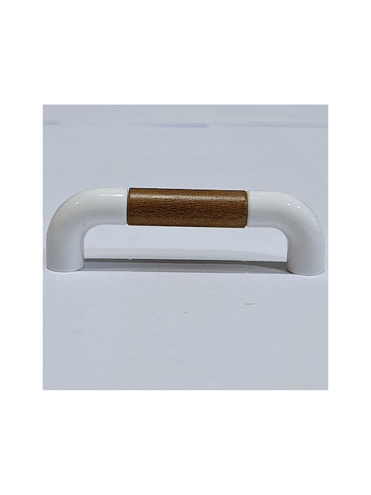 Italian Furniture Handle Eureka 11685-096-lef1 White Wooden Size 9.6cm