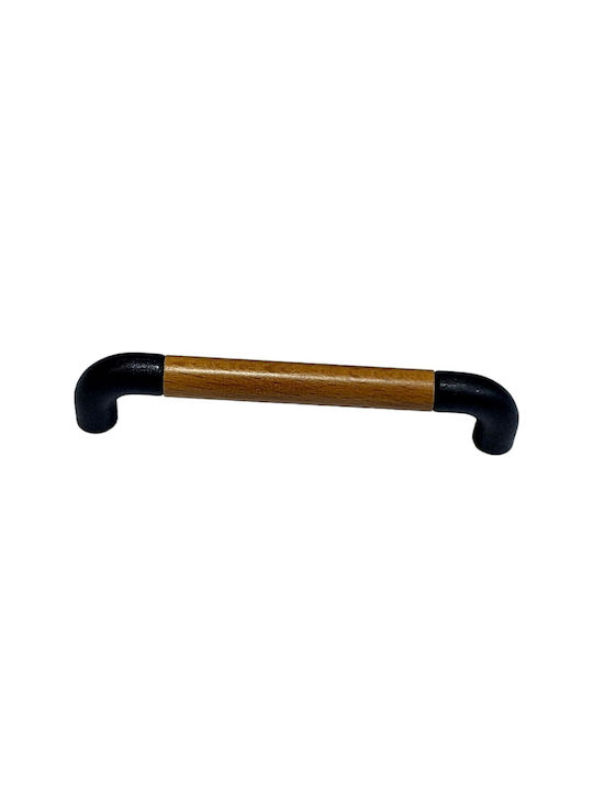 Italian Furniture Handle Eureka 11684-096-lef1 Black Matte Wood Size 9.6cm