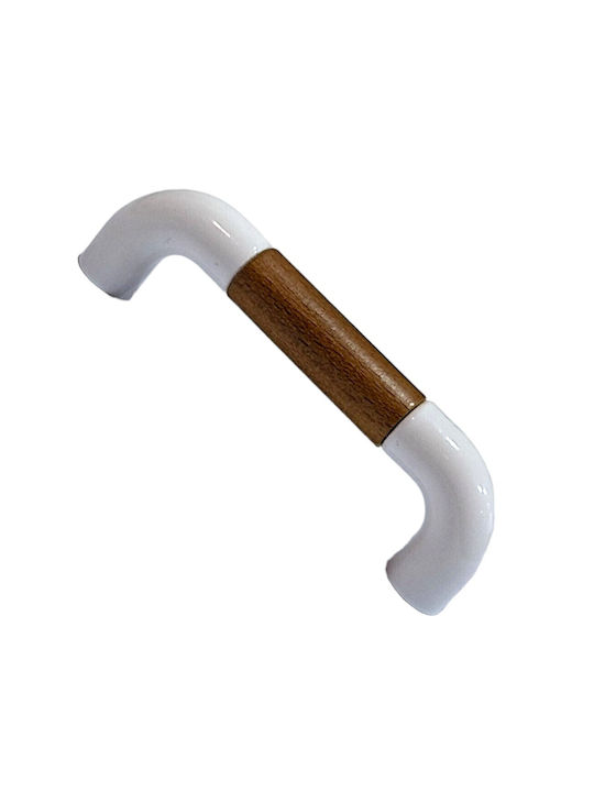 Italian Furniture Handle Eureka 11686-064-lef1 White Wooden Size 6.4cm