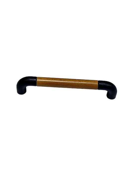 Italian Furniture Handle Eureka 11684-096-lef1 Black Matte Wood Size 9.6cm
