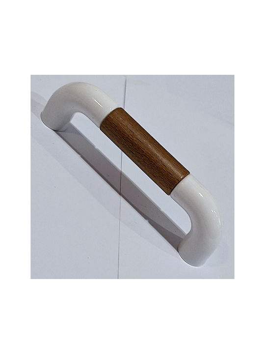 Italian Furniture Handle Eureka 11685-096-lef1 White Wooden Size 9.6cm