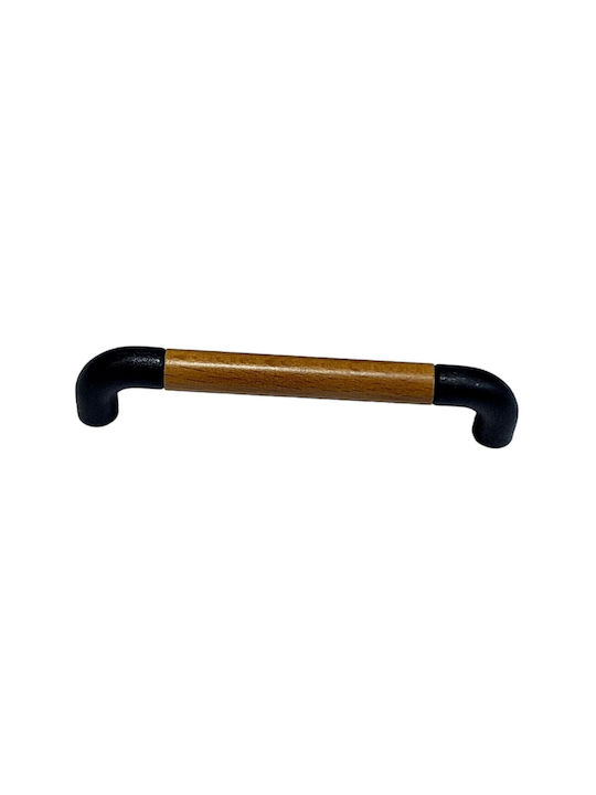 Italian Furniture Handle Eureka 11684-096-lef1 Black Matte Wood Size 9.6cm