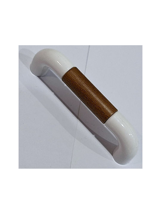 Italian Furniture Handle Eureka 11685-096-lef1 White Wooden Size 9.6cm