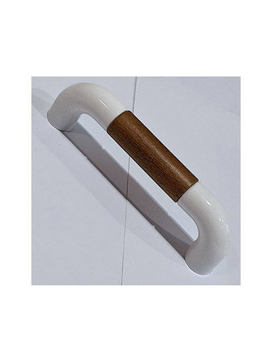 Italian Furniture Handle Eureka 11685-096-lef1 White Wooden Size 9.6cm
