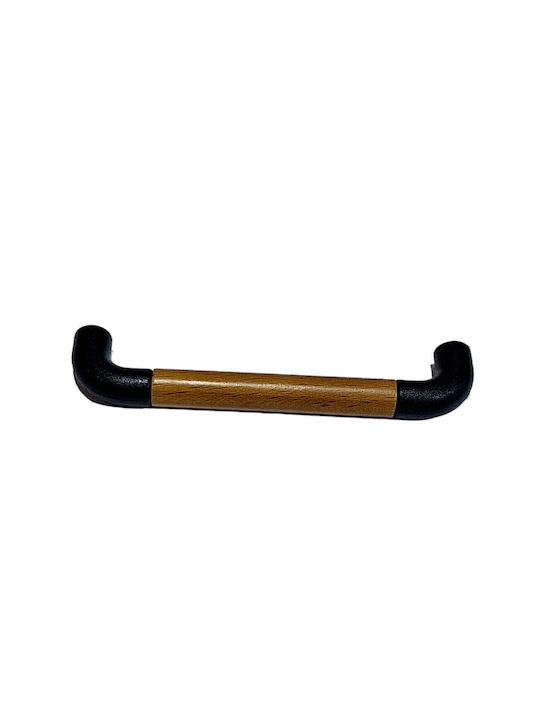 Italian Furniture Handle Eureka 11684-096-lef1 Black Matte Wood Size 9.6cm