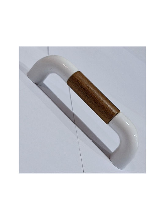 Italian Furniture Handle Eureka 11685-096-lef1 White Wooden Size 9.6cm