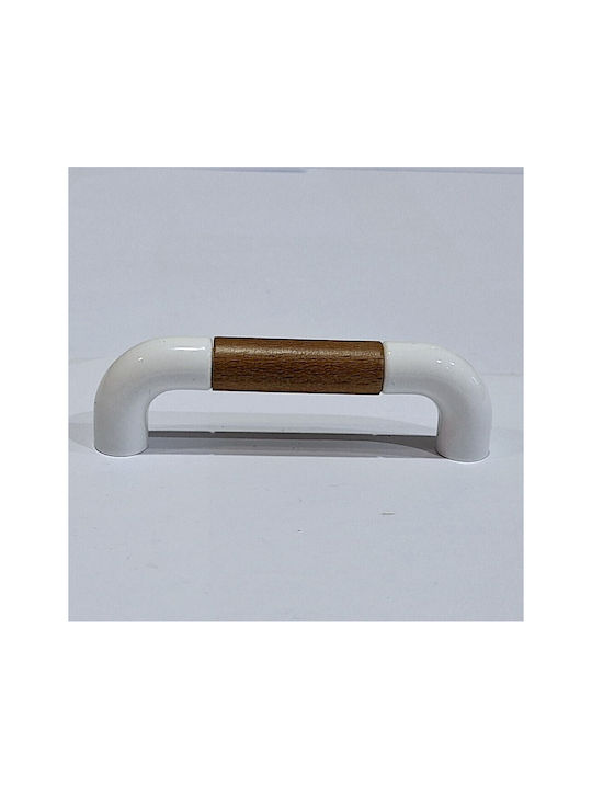 Italian Furniture Handle Eureka 11685-096-lef1 White Wooden Size 9.6cm
