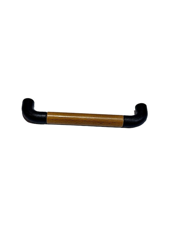 Italian Furniture Handle Eureka 11684-096-lef1 Black Matte Wood Size 9.6cm