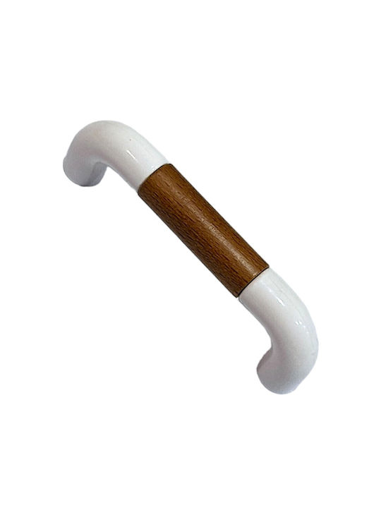 Italian Furniture Handle Eureka 11685-096-lef1 White Wooden Size 9.6cm