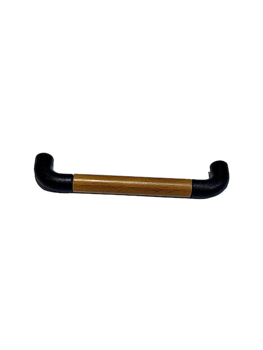 Italian Furniture Handle Eureka 11684-096-lef1 Black Matte Wood Size 9.6cm