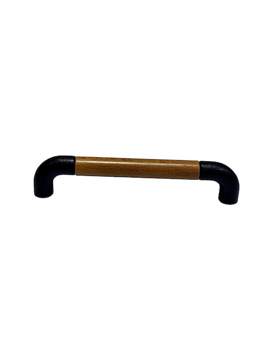 Italian Furniture Handle Eureka 11684-096-lef1 Black Matte Wood Size 9.6cm