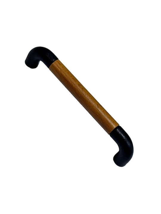 Italian Furniture Handle Eureka 11687-064-lef1 Black Matte Wood Size 6.4cm