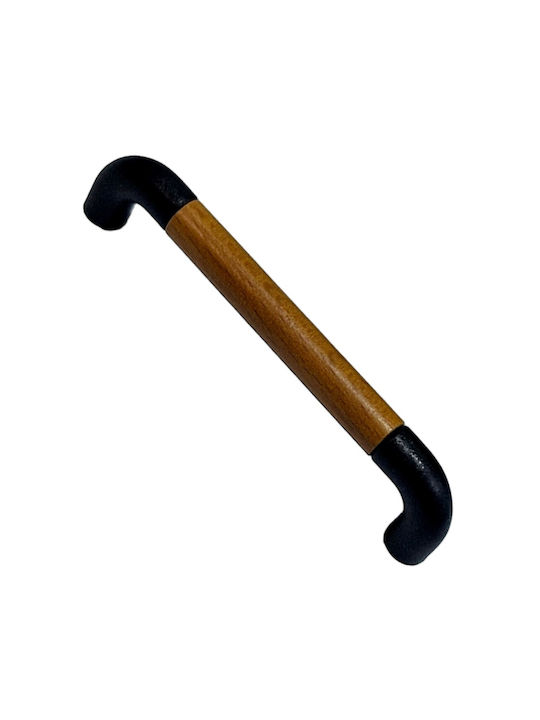 Italian Furniture Handle Eureka 11687-064-lef1 Black Matte Wood Size 6.4cm