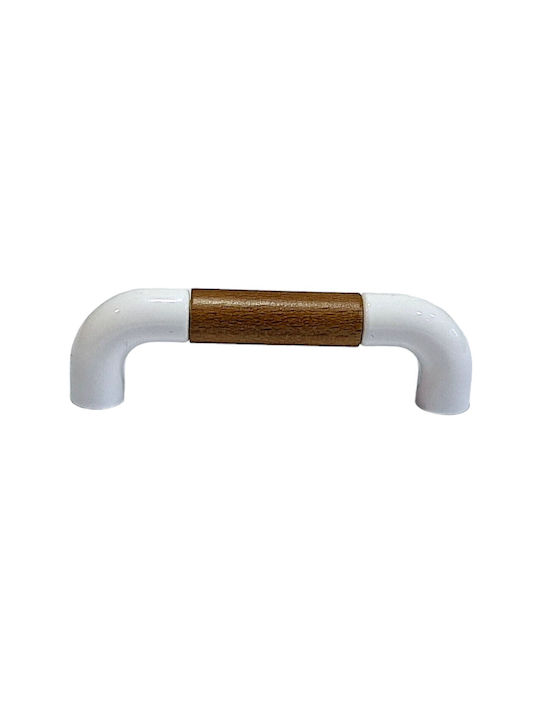 Italian Furniture Handle Eureka 11686-064-lef1 White Wooden Size 6.4cm