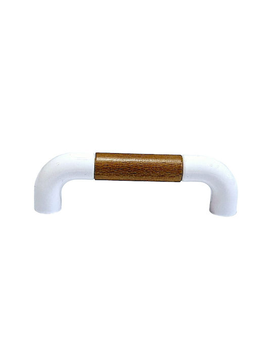 Italian Furniture Handle Eureka 11686-064-lef1 White Wooden Size 6.4cm