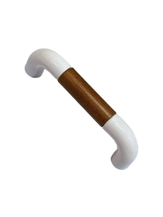 Italian Furniture Handle Eureka 11685-096-lef1 White Wooden Size 9.6cm