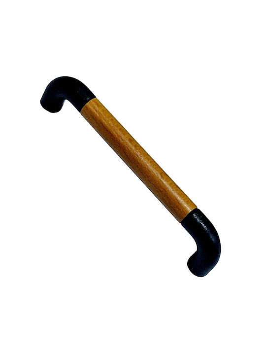 Italian Furniture Handle Eureka 11687-064-lef1 Black Matte Wood Size 6.4cm