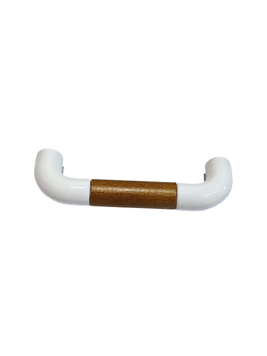 Italian Furniture Handle Eureka 11686-064-lef1 White Wooden Size 6.4cm
