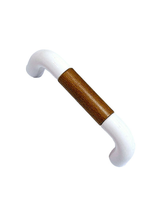 Italian Furniture Handle Eureka 11685-096-lef1 White Wooden Size 9.6cm