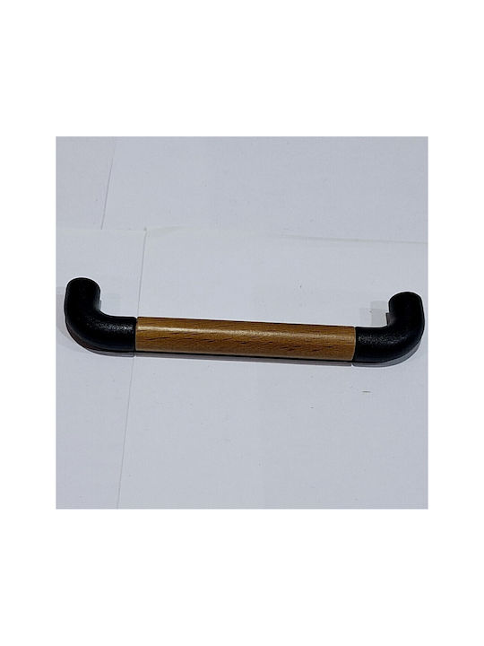 Italian Furniture Handle Eureka 11684-096-lef1 Black Matte Wood Size 9.6cm