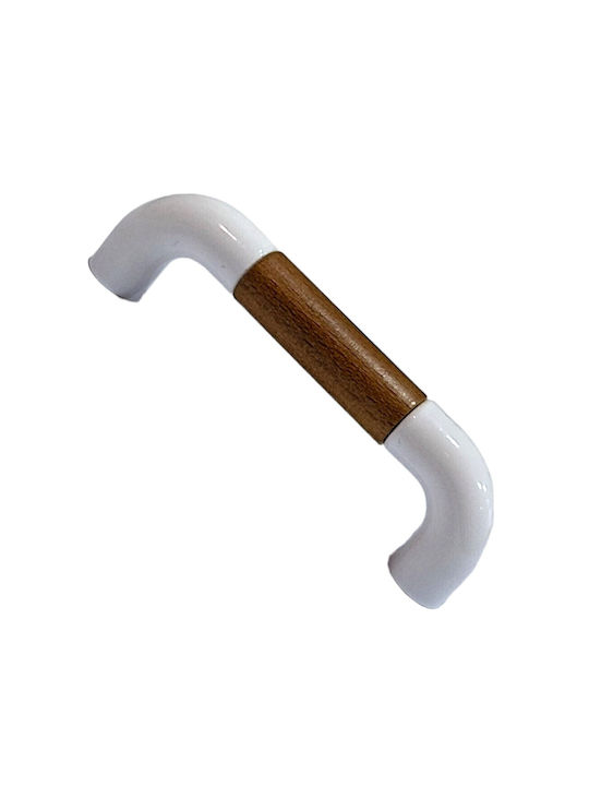Italian Furniture Handle Eureka 11685-096-lef1 White Wooden Size 9.6cm