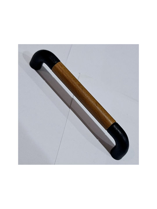 Italian Furniture Handle Eureka 11684-096-lef1 Black Matte Wood Size 9.6cm
