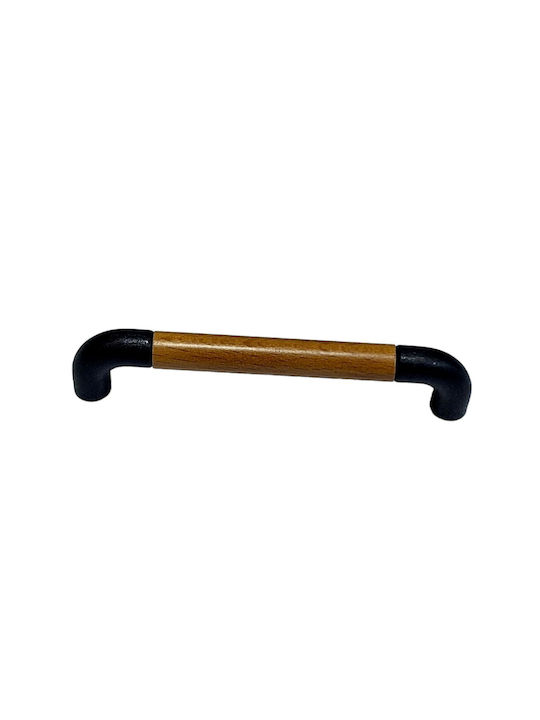 Italian Furniture Handle Eureka 11687-064-lef1 Black Matte Wood Size 6.4cm