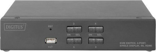 Digitus 4 Port Single Display 4K HDMI KVM Switch