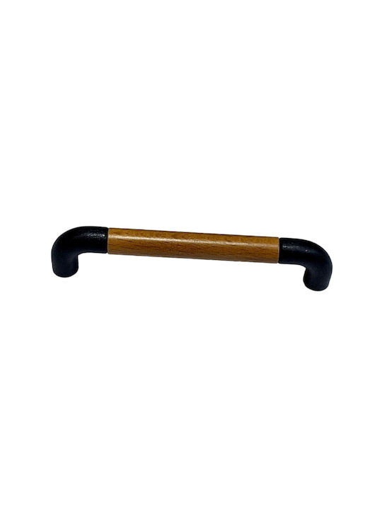 Italian Furniture Handle Eureka 11687-064-lef1 Black Matte Wood Size 6.4cm