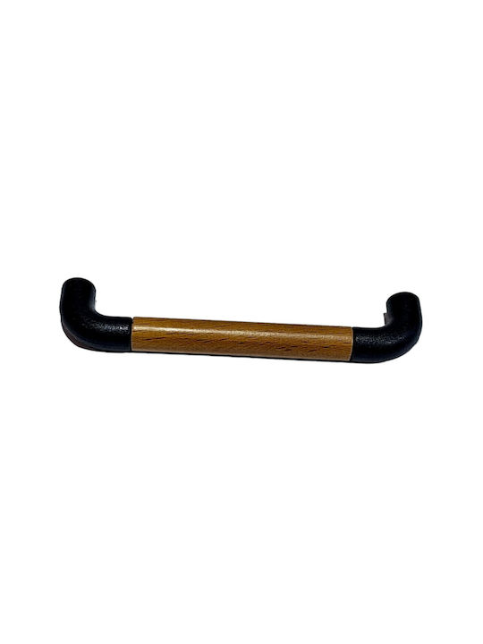Italian Furniture Handle Eureka 11687-064-lef1 Black Matte Wood Size 6.4cm