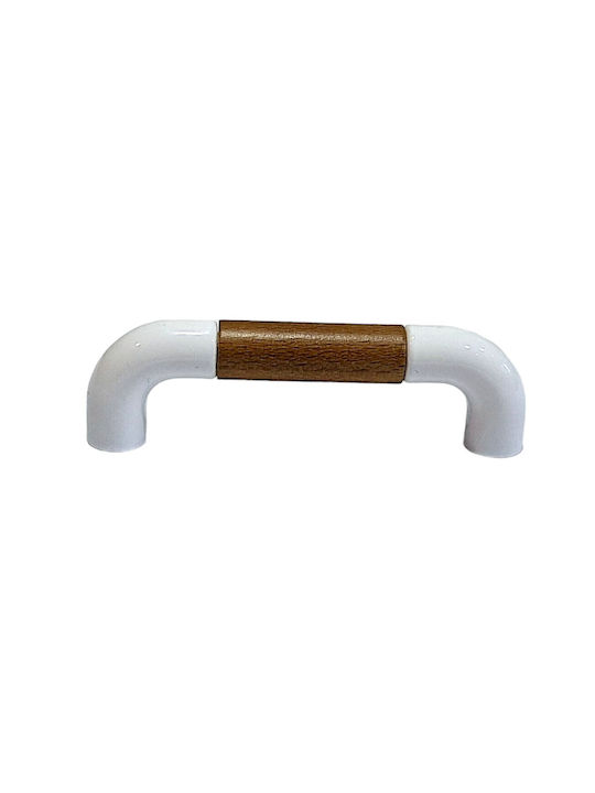 Italian Furniture Handle Eureka 11685-096-lef1 White Wooden Size 9.6cm