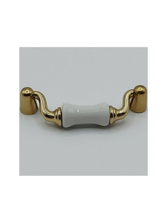 Porzellan Italienischer Möbelgriff Valli&valli 9080-066-Gold Hochglanz Größe 6,6cm Porzellan