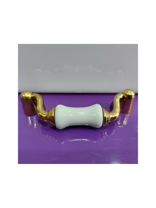 Porcelain Italian Handle Valli&Valli 9080-066-oro Gold Glossy Size 6.6cm Porcelain