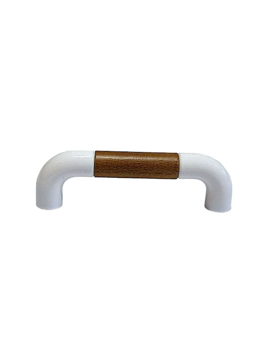 Italian Furniture Handle Eureka 11685-096-lef1 White Wooden Size 9.6cm