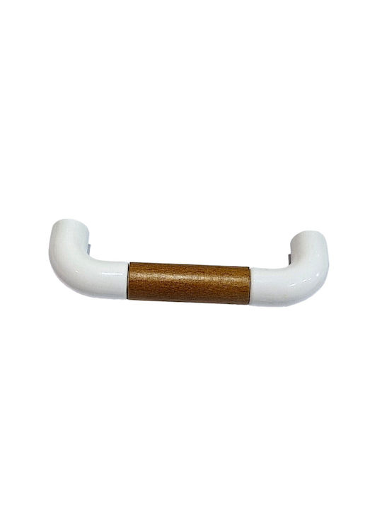 Italian Furniture Handle Eureka 11685-096-lef1 White Wooden Size 9.6cm