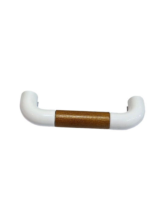 Italian Furniture Handle Eureka 11685-096-lef1 White Wooden Size 9.6cm
