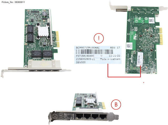 Card de rețea Fujitsu Plan Cp Bcm5719-4p 4x 1000base-t Pcie