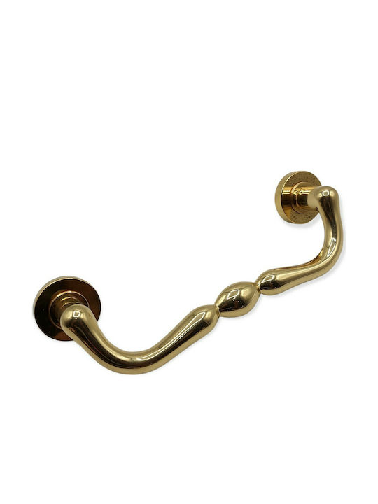 Italienischer Messing-Türgriff Mandelli 4916-oro1 Gold Glänzend Maße 24,0cm