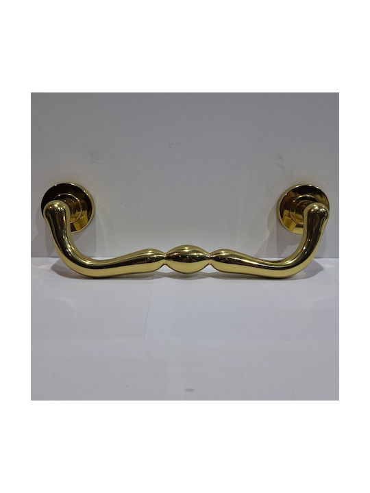 Italienischer Messing-Türgriff Mandelli 4916-oro1 Gold Glänzend Maße 24,0cm