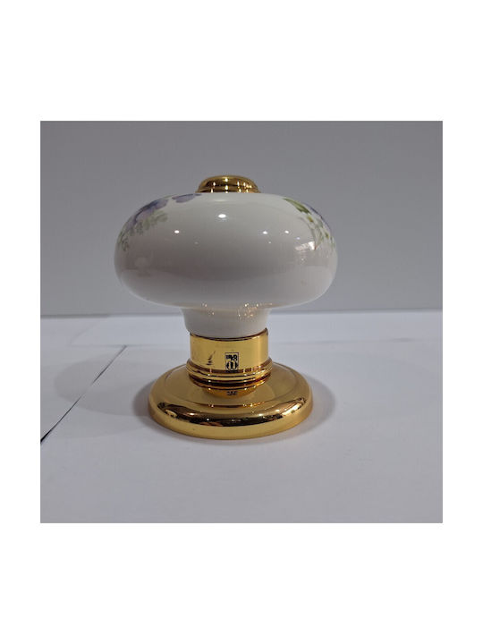Italian Porcelain Front Door Knob Mandelli 10553-oro1 24k Gold Plated Dimensions 67 × 67 × 72 Mm