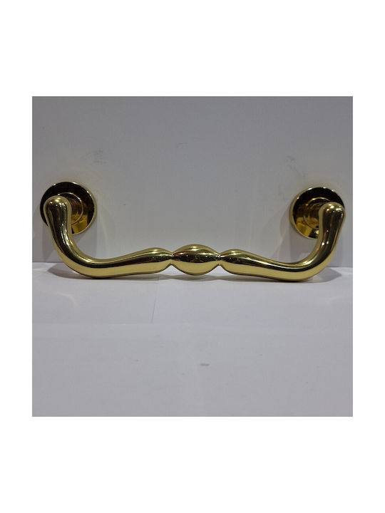 Italienischer Messing-Türgriff Mandelli 4916-oro1 Gold Glänzend Maße 24,0cm