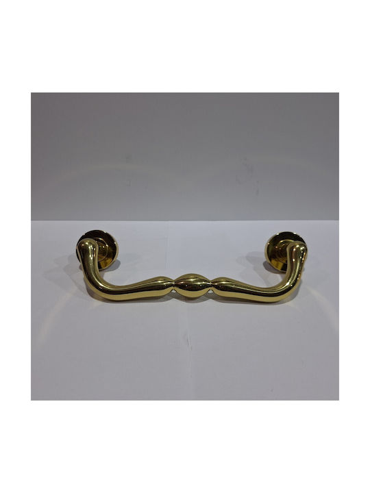 Italienischer Messing-Türgriff Mandelli 4916-oro1 Gold Glänzend Maße 24,0cm