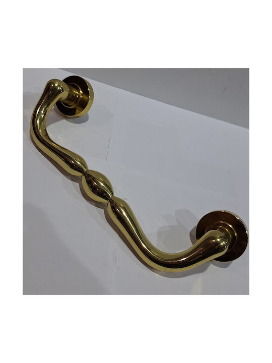 Italienischer Messing-Türgriff Mandelli 4916-oro1 Gold Glänzend Maße 24,0cm