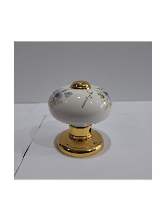 Italian Porcelain Front Door Knob Mandelli 10553-oro1 24k Gold Plated Dimensions 67 × 67 × 72 Mm