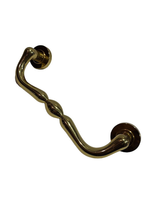 Italienischer Messing-Türgriff Mandelli 4916-oro1 Gold Glänzend Maße 24,0cm